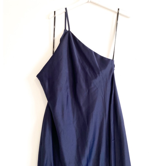 ASOS Navy One Shoulder  Midaxi Dress in Satin, 10 - Picture 9 of 12